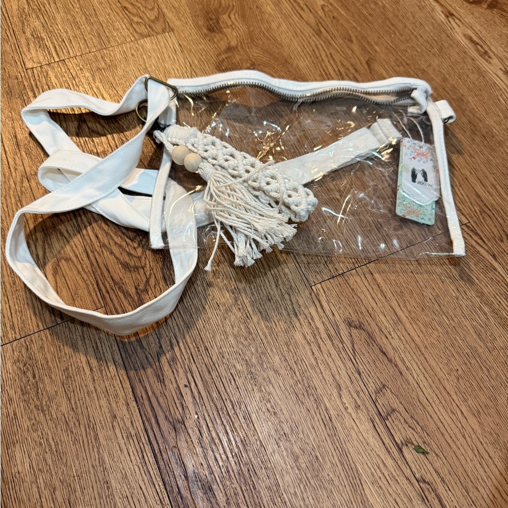 Clear Crossbody Stadium Bag with Macramé Tassel – New with Tags
